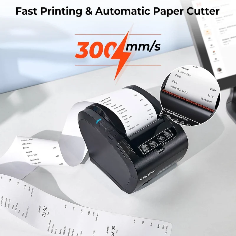 MUNBYN 047PUSEB Bluetooth Receipt Printer with MFi Certification