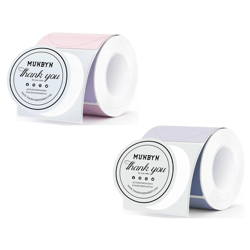 MUNBYN 2" Morandi Round Thermal Labels Kit for Product and Packaging Stickers