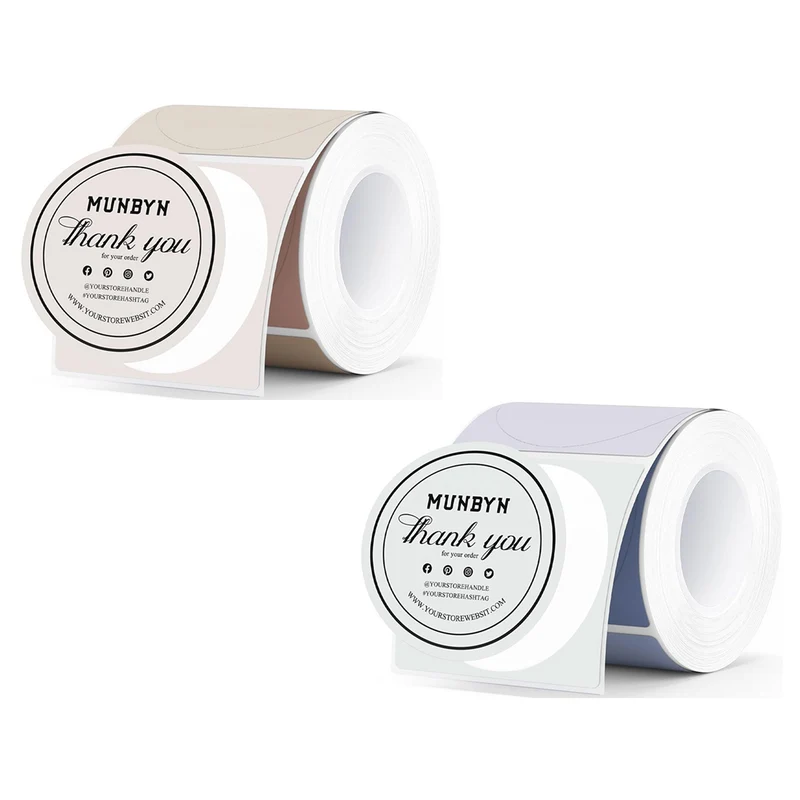 MUNBYN 2" Morandi Round Thermal Labels Kit for Product and Packaging Stickers