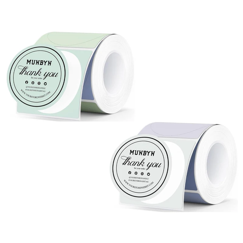 MUNBYN 2" Morandi Round Thermal Labels Kit for Product and Packaging Stickers