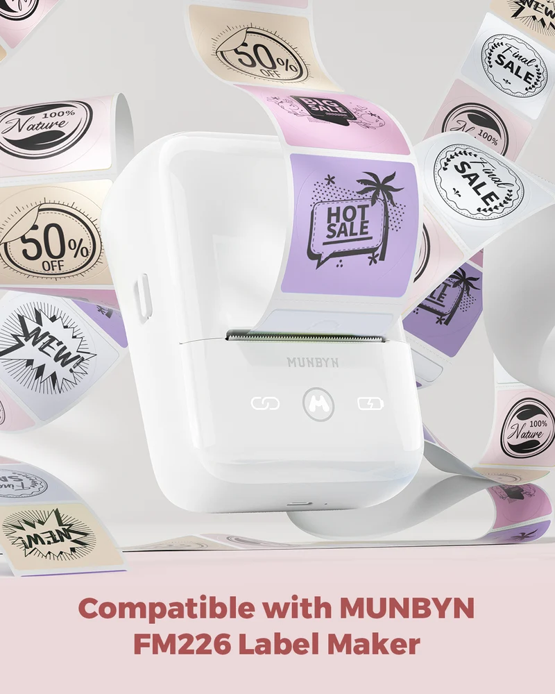 MUNBYN 2" Morandi Round Thermal Labels for Product and Packaging Stickers