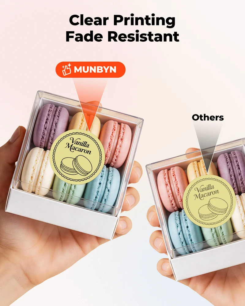 MUNBYN 2" Macaron Round Thermal Labels for Product and Packaging Stickers