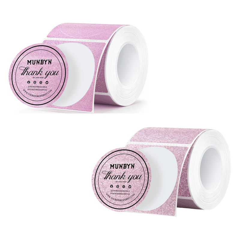 MUNBYN 2" Glitter Thermal Labels Kit for Branding Stickers