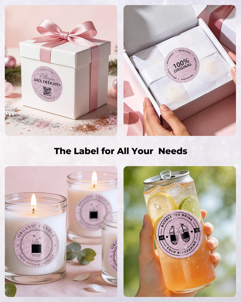 MUNBYN 2" Glitter Thermal Labels for Branding Stickers