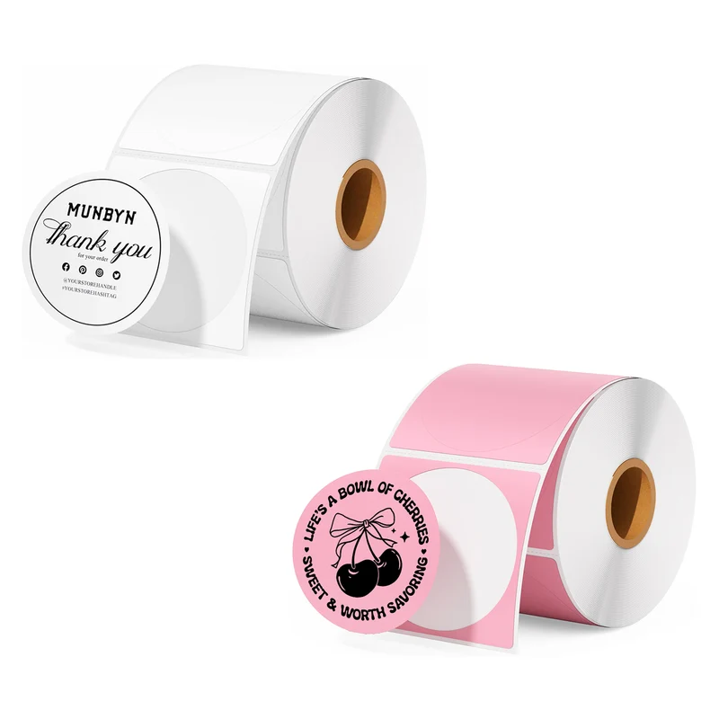 MUNBYN 2" Circle Color Thermal Labels Mix Pack for Product and Logo Stickers
