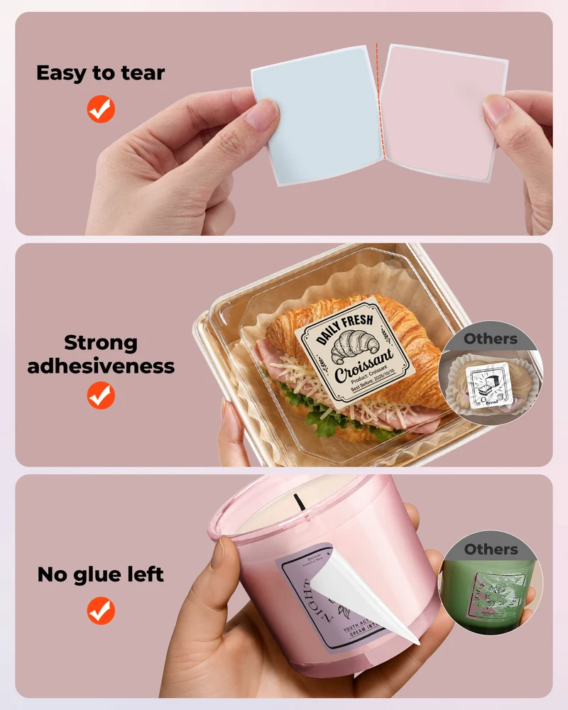 MUNBYN 2" Morandi Series 5 Color Square Thermal Label Stickers for Candle & Baking