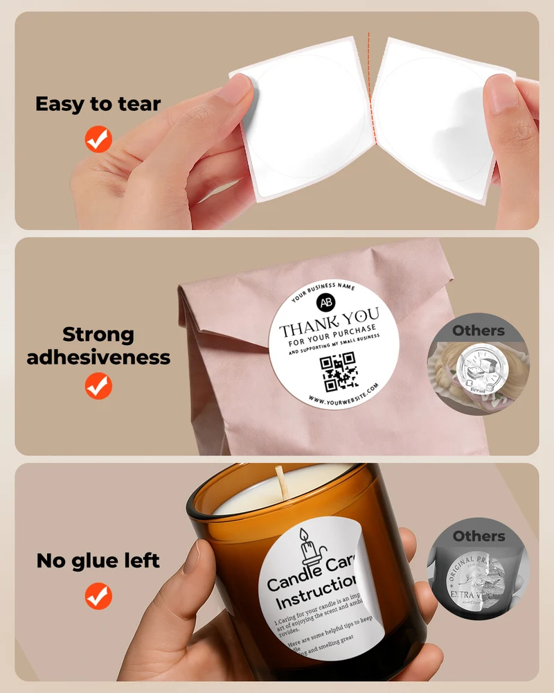 MUNBYN 2.5"Round Thermal Labels for Small Business & Homemade Treats