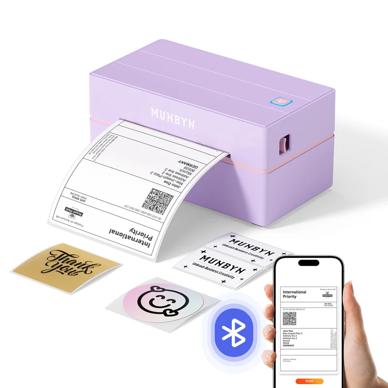 MUNBYN RW130B Bluetooth Thermal Label Printer for Starter Shipping and Basic Labels