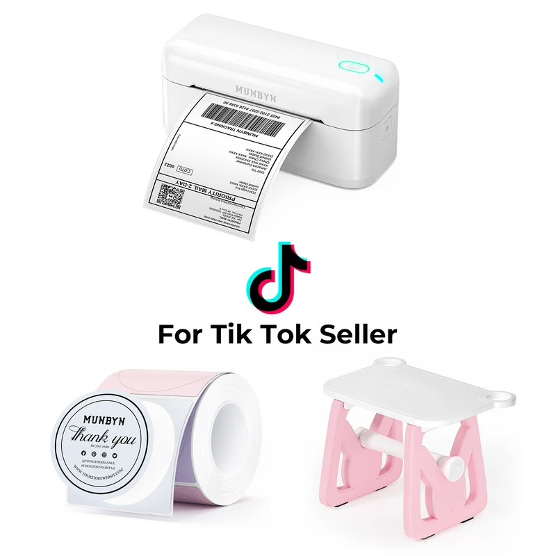 MUNBYN RealWriter 402B Bluetooth Printer & Morandi Labels TikTok Packaging & Branding Elegant Kit