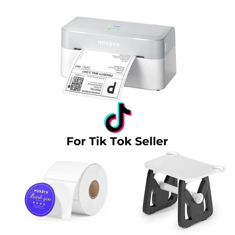 MUNBYN RealWriter 403B Bluetooth Printer & Blue Printing Labels TikTok Product Labelling Elegant Kit