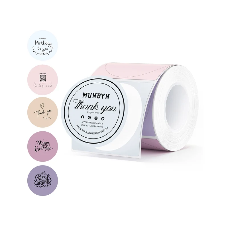 MUNBYN RealWriter 403B Bluetooth Printer & Morandi Labels TikTok Packaging & Branding Elegant Kit
