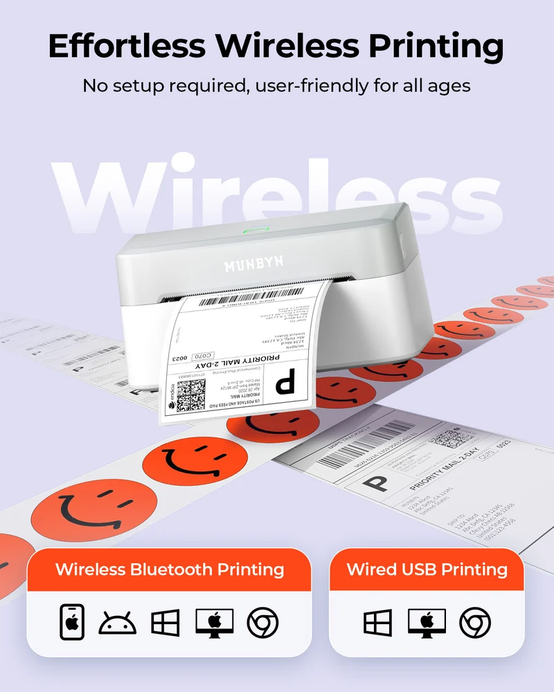 MUNBYN RealWriter 403B Bluetooth Printer & Morandi Labels TikTok Packaging & Branding Elegant Kit