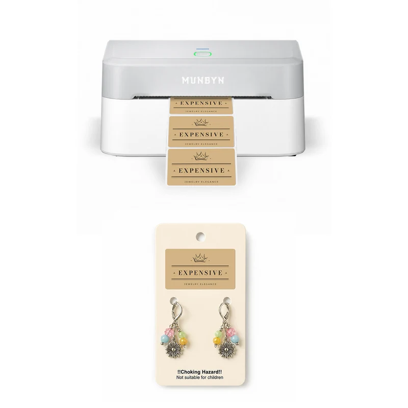 MUNBYN RealWriter 403B Bluetooth Printer & 4x2 Labels Handmade Product Starter Kit