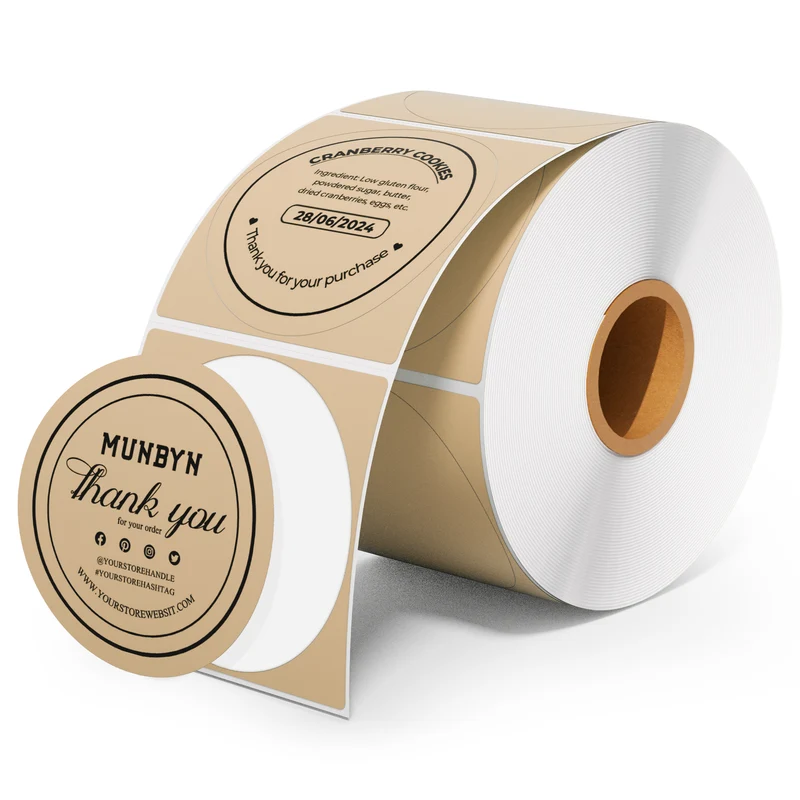 MUNBYN 403B Bluetooth Wireless Printer & Circle Sticker Labels Bakery Product Starter Kit