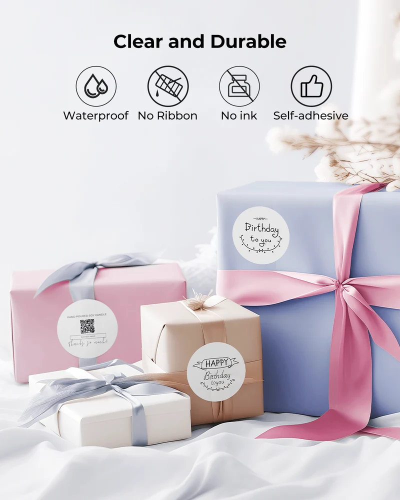 MUNBYN RealWriter 402B Bluetooth Printer & Circle Labels Clothing Packaging Branding Kit
