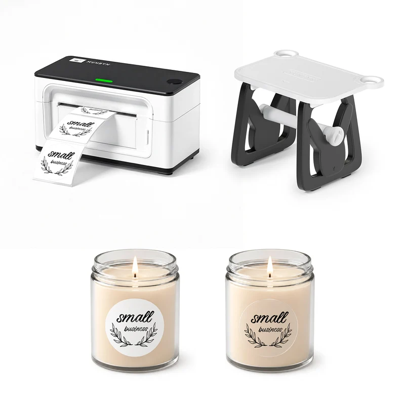 MUNBYN RealWriter 941BP Bluetooth Printer, Circle Labels & 3-in-1 Holder Candle Kit