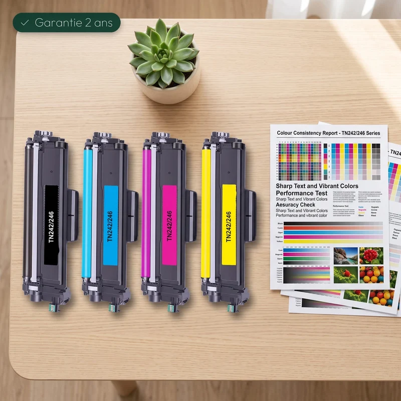 Pack 4 Toners Brother TN-242 Noir + TN-246 Couleur BCMY: HL-3152CDW, MFC-9332CDW