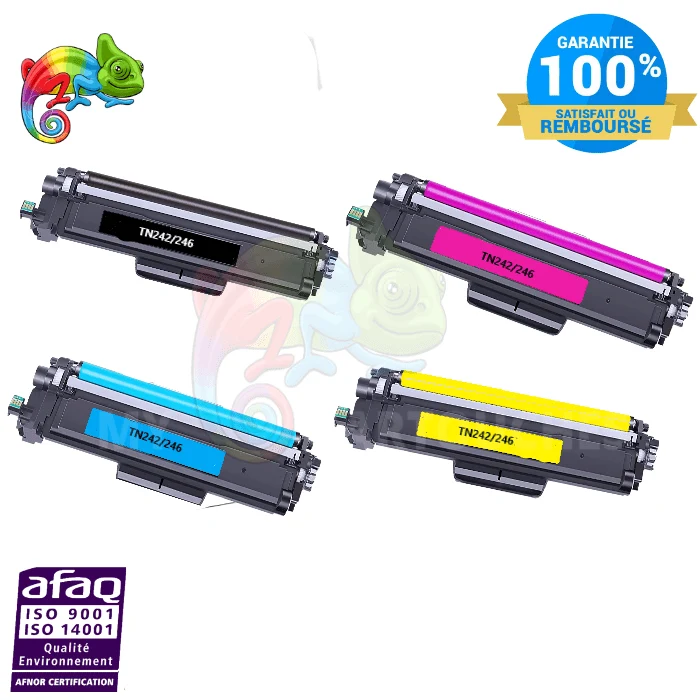Pack 4 Toners Brother TN-242 Noir + TN-246 Couleur BCMY: HL-3152CDW, MFC-9332CDW