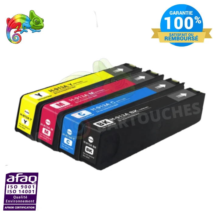 Pack 4 HP 913A BCMY: PageWide Pro 452dw, 477dw, 552dw