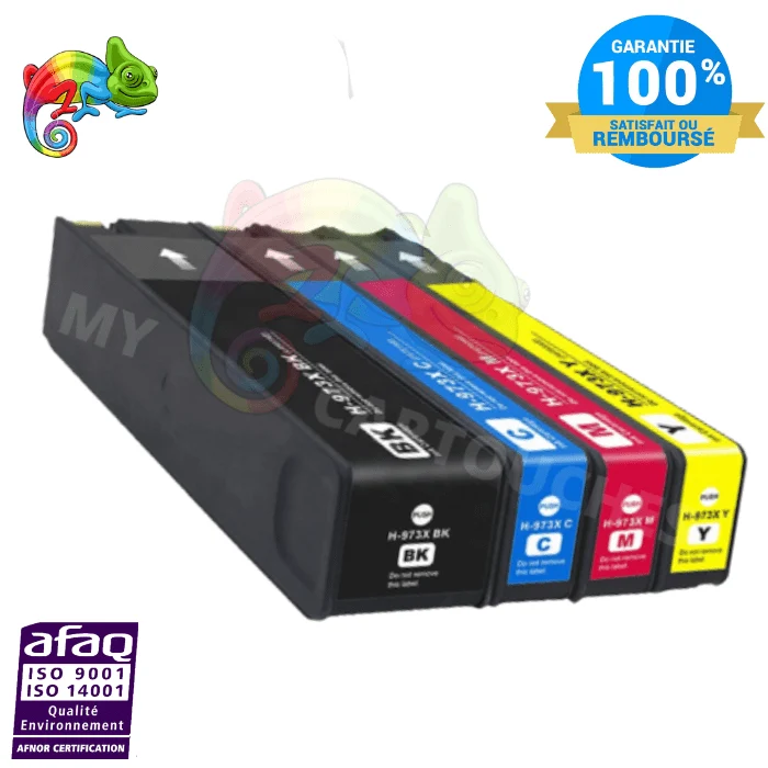 Pack 4 Cartouches HP 973 XL: PageWide Pro 452dw, 477dw