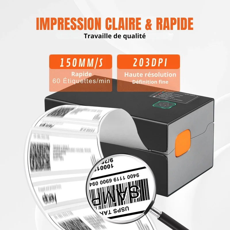 Printiup Label Edge PRO – Imprimante Thermique Étiquettes 4x6 – Bluetooth & USB