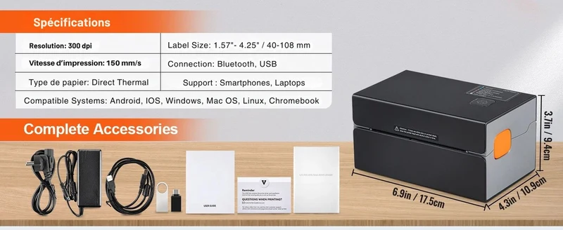 Printiup Label Edge PRO – Imprimante Thermique Étiquettes 4x6 – Bluetooth & USB