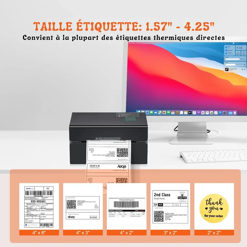 Printiup Label Edge PRO – Imprimante Thermique Étiquettes 4x6 – Bluetooth & USB