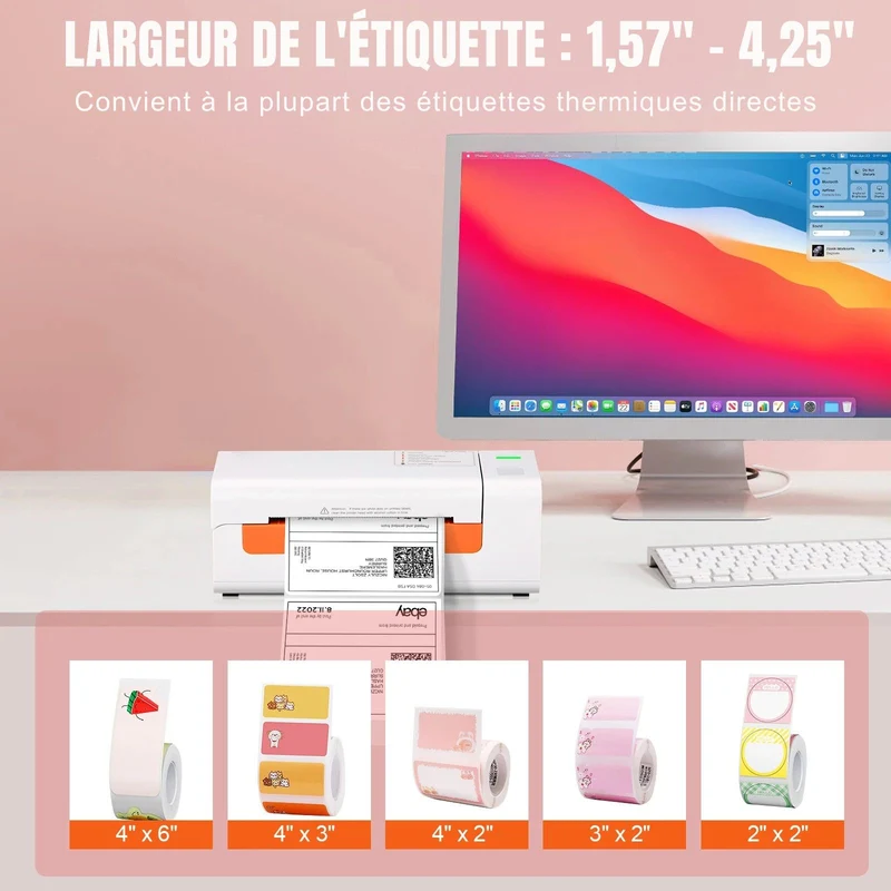 Printiup Label Smart – Imprimante Thermique Étiquettes 4x6 – USB