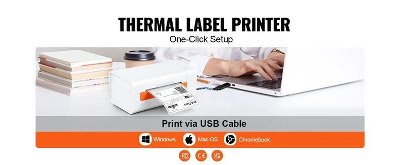 Printiup Label Smart – Imprimante Thermique Étiquettes 4x6 – USB