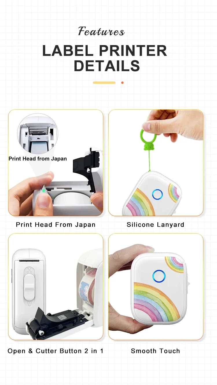Printiup Label Go – Étiqueteuse Thermique Portable Bluetooth 14 mm – Créateurs & DIY