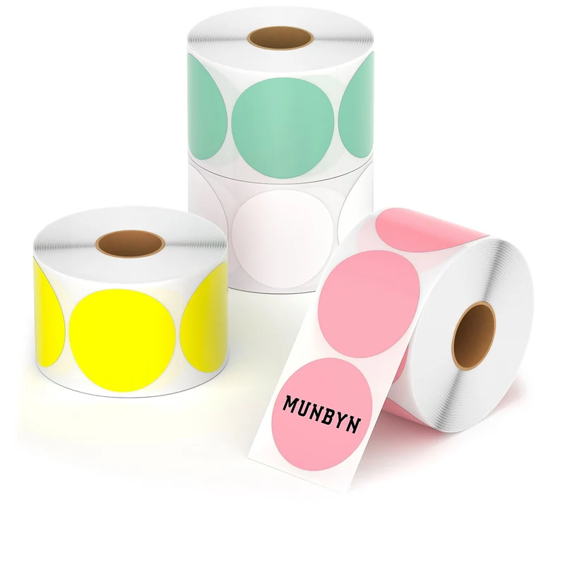 MUNBYN Circle and Rectangle Thermal Labels Kit for Product and Address Labels