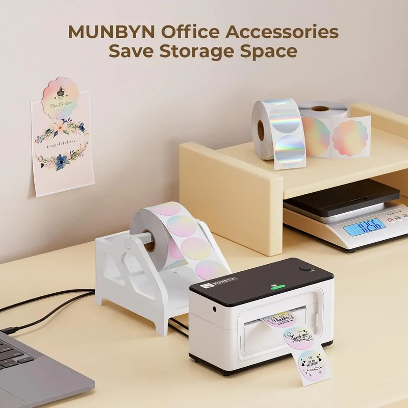 MUNBYN ILH01 Roll and Fan-Fold Label Holder for Shipping Labels
