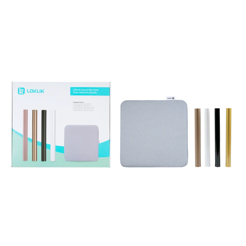 LOKLiK Kit de Démarrage pour Mini & Easy Heat Press - Tapis, Téflon et HTV