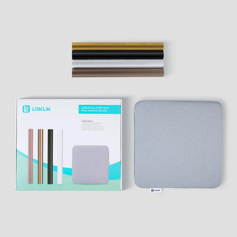 LOKLiK Kit de Démarrage pour Mini & Easy Heat Press - Tapis, Téflon et HTV
