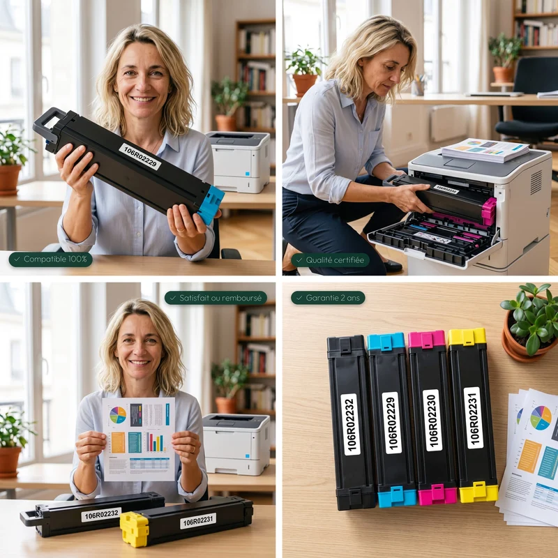 Pack 4 Toners Xerox 6600 Noir Cyan Magenta Jaune — Phaser 6600 DN, WorkCentre 6605