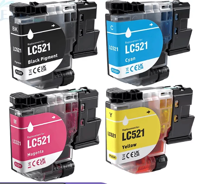 Pack 4 Cartouches Brother LC521: DCP-J1260W, J1360DW