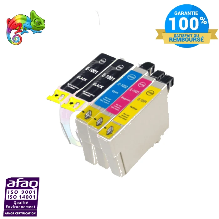Pack 4 Cartouches Epson T1006 Rhinocéros B/C/M/Y: Stylus Office B40W, BX600FW