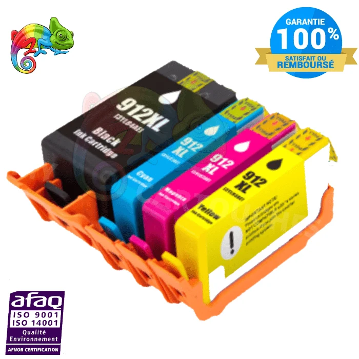 Pack 4 HP 912XL BCMY: OfficeJet Pro 8022, 8024, 8025