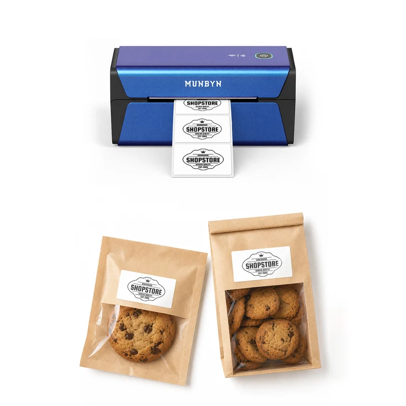MUNBYN RealWriter 401AP 300DPI AirPrint Printer & Rectangle Labels Bakery IOS Kit