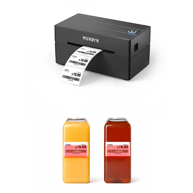 MUNBYN 130B Bluetooth Printer & Small Rectangle Labels Retail Product Inventory Kit