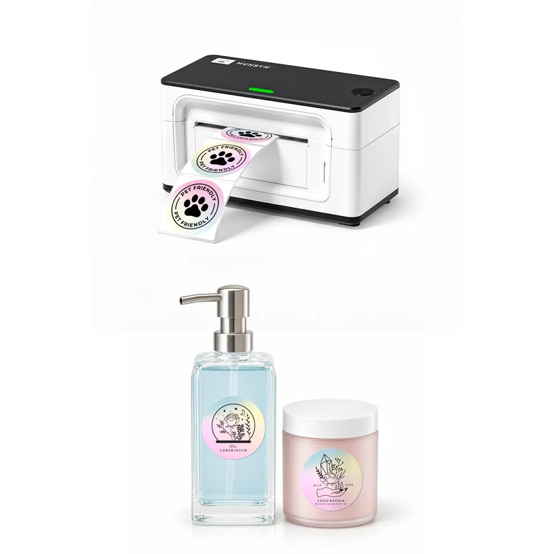 MUNBYN 941BP 300DPI Bluetooth Printer & Colour Gradient Labels Beauty Product Branding Kit