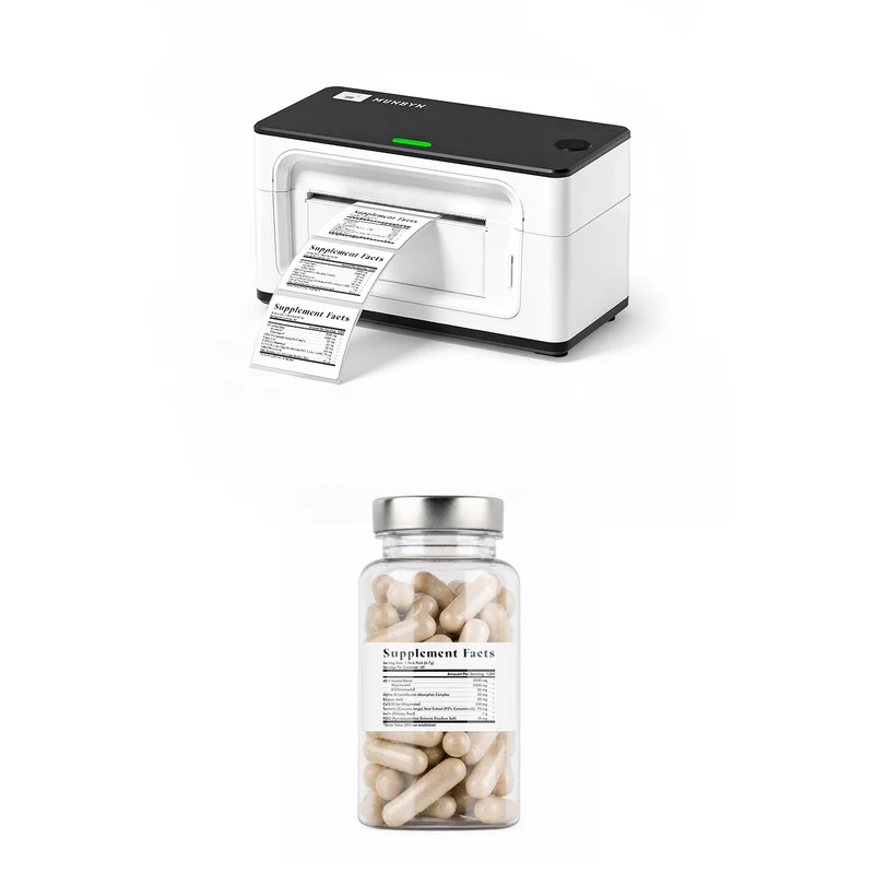 MUNBYN 941BP 300DPI Bluetooth Printer & Rectangle Labels Supplement Product Starter Kit