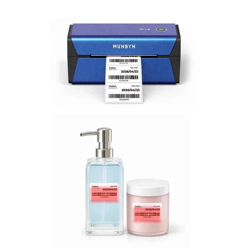 MUNBYN RealWriter 401AP 300DPI AirPrint Wireless Printer & Rectangle Labels Beauty Product Basic Kit