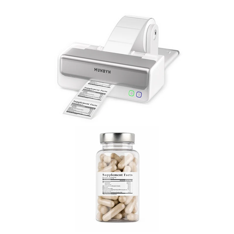 MUNBYN RealWriter 405B Bluetooth Printer & Rectangle Labels Supplement Pro Kit