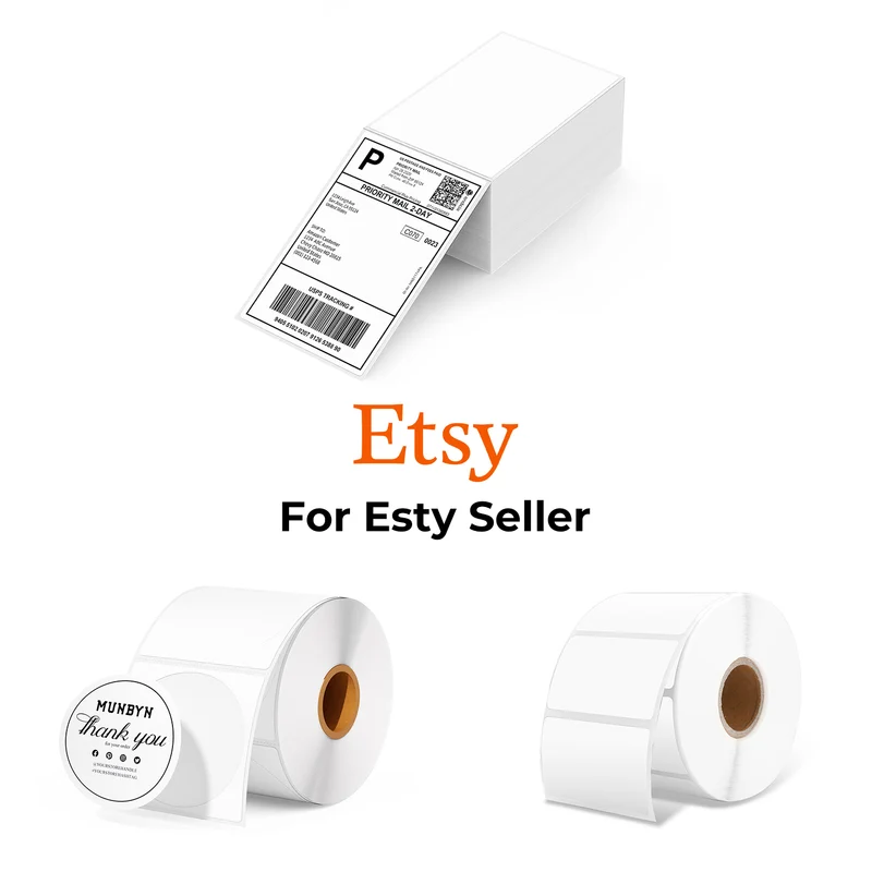 MUNBYN Etsy Handmade Shop Label Kit for Packaging and Shipping
