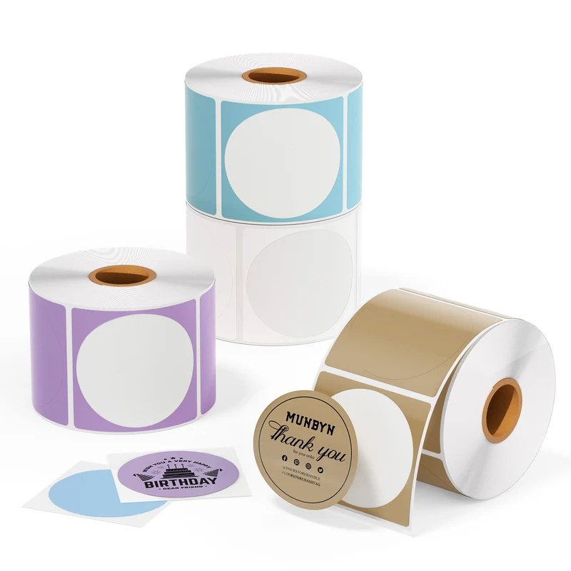 MUNBYN 2" Circle Color Thermal Labels Kit for Product and Logo Stickers