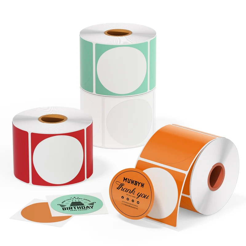 MUNBYN 2" Circle Color Thermal Labels Kit for Product and Logo Stickers