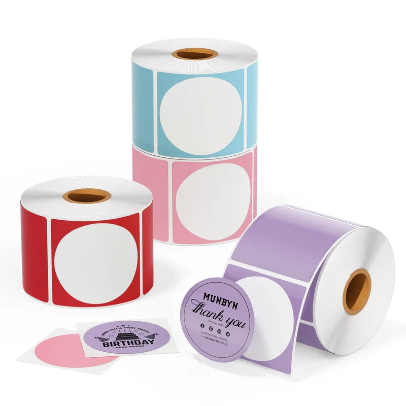 MUNBYN 2" Circle Color Thermal Labels Kit for Product and Logo Stickers