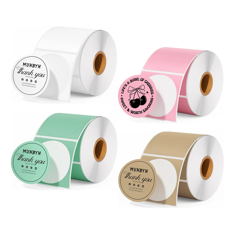 MUNBYN 2" Circle Color Thermal Labels Kit for Product and Logo Stickers