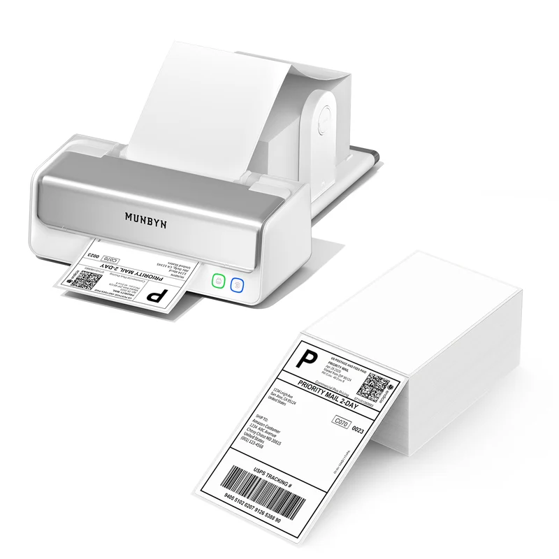 MUNBYN RW405B Dual-Color Thermal Label Printer Kit for Packaging and Branding